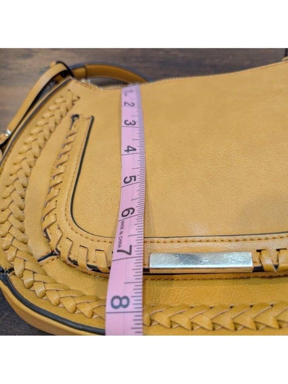 Sole Society Yellowish Tan Crossbody Bag with Braided Detail and Saddle Design. - Picture 5 of 8